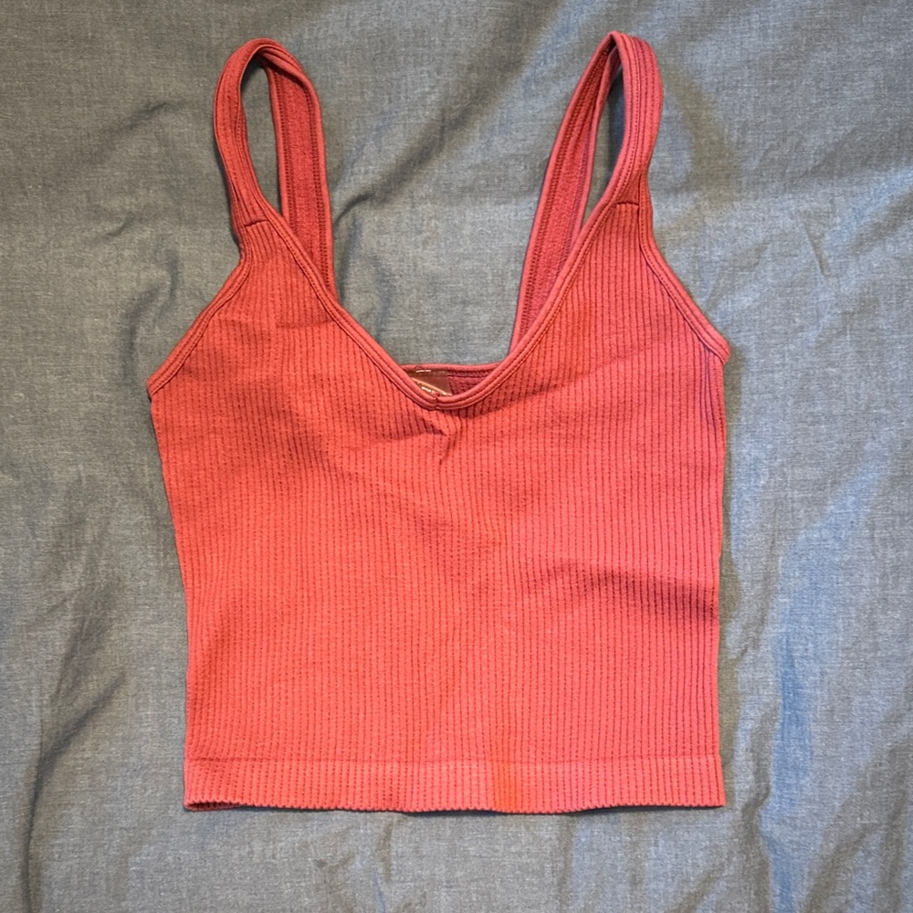 Women's Ribbed Knit Tank Top - Coral